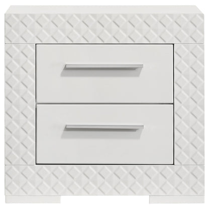 Coaster Furniture Ives 224942 2-Drawer Nightstand Bedside Table - White High Gloss IMAGE 3