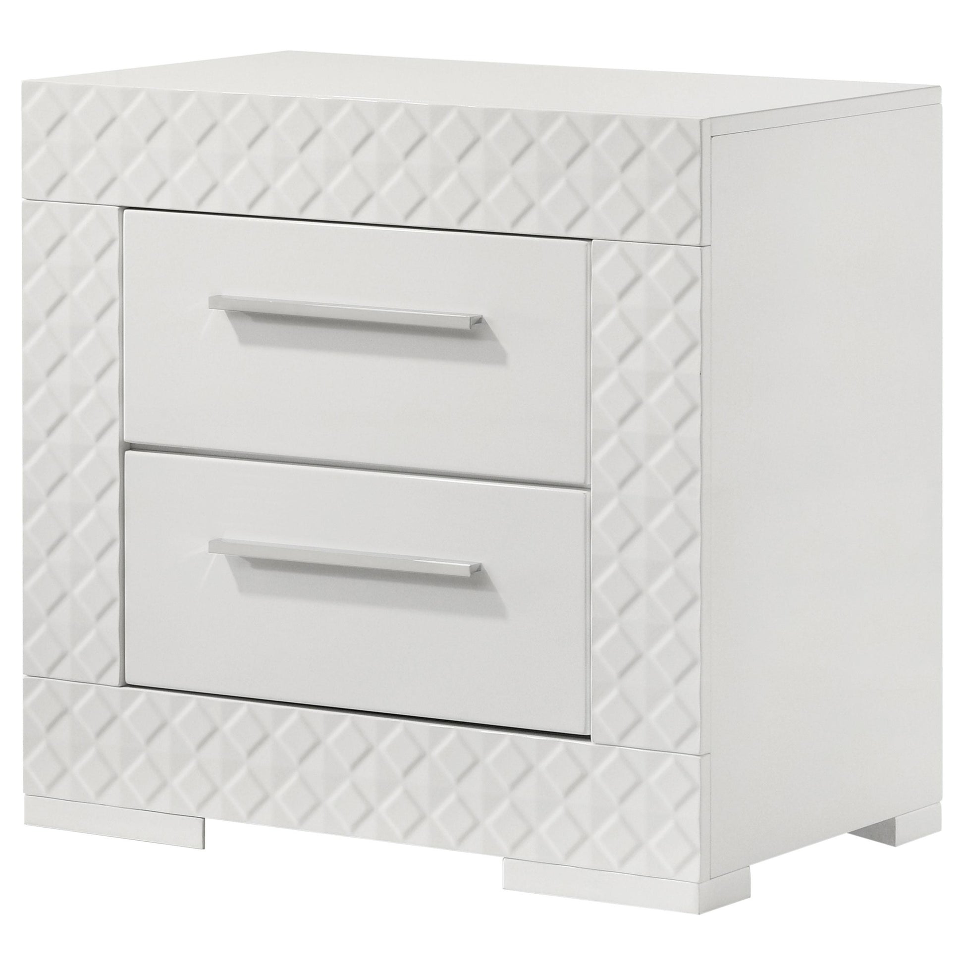 Coaster Furniture Ives 224942 2-Drawer Nightstand Bedside Table - White High Gloss IMAGE 4