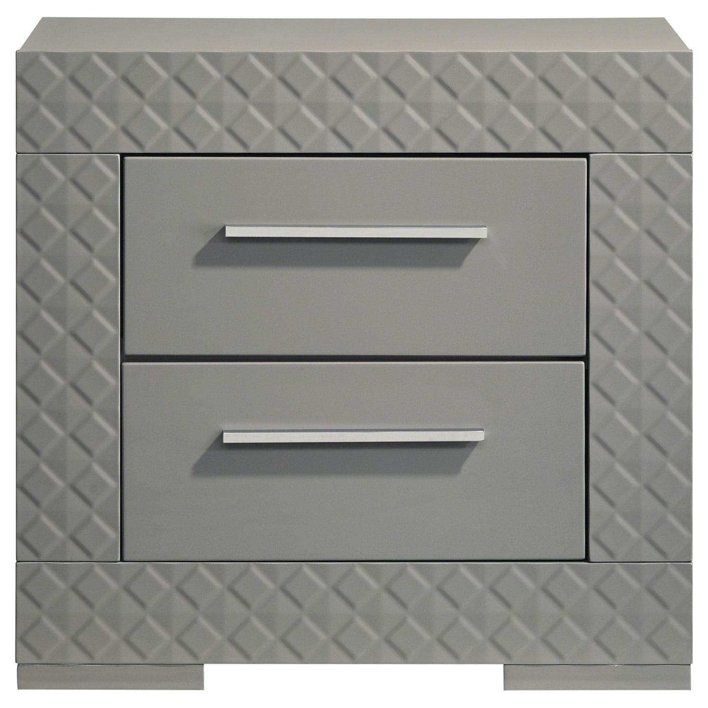 Coaster Furniture Ives 224972 2-Drawer Nightstand Bedside Table - Grey High Gloss IMAGE 3