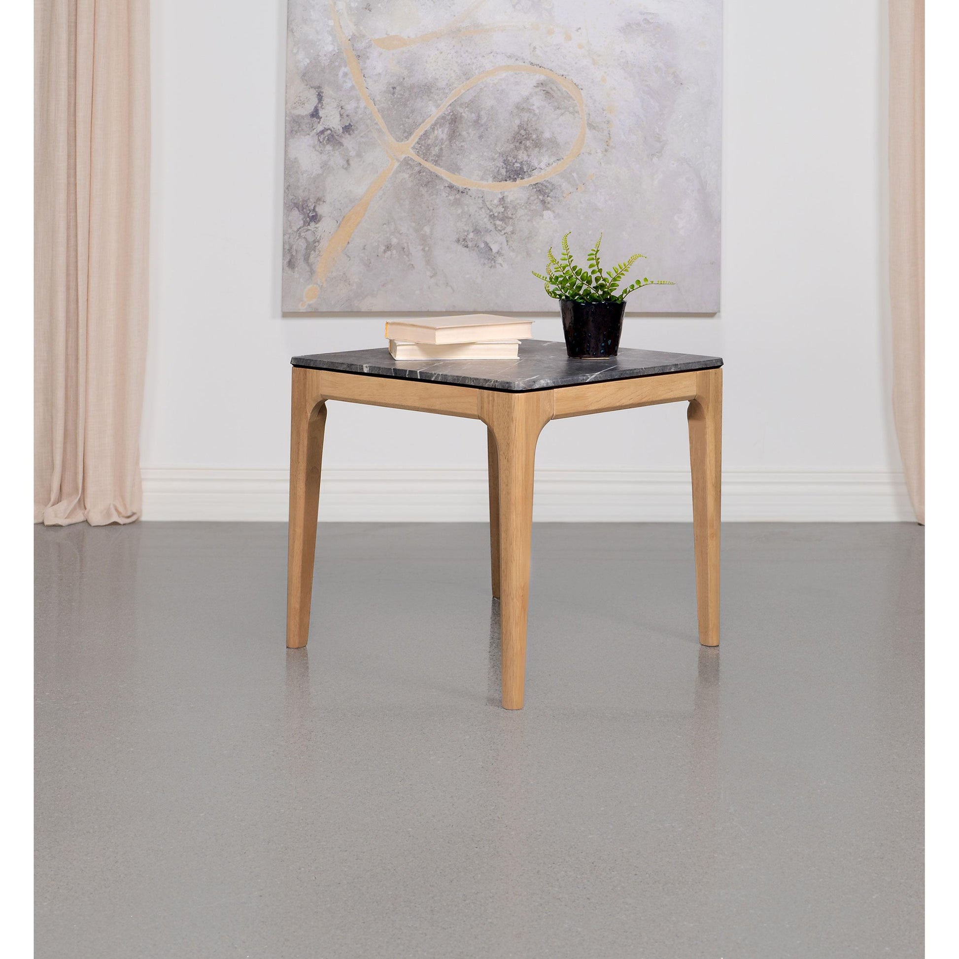 Coaster Furniture Polaris 707857 Square SmartTop Side End Table - Grey and Light Oak IMAGE 3