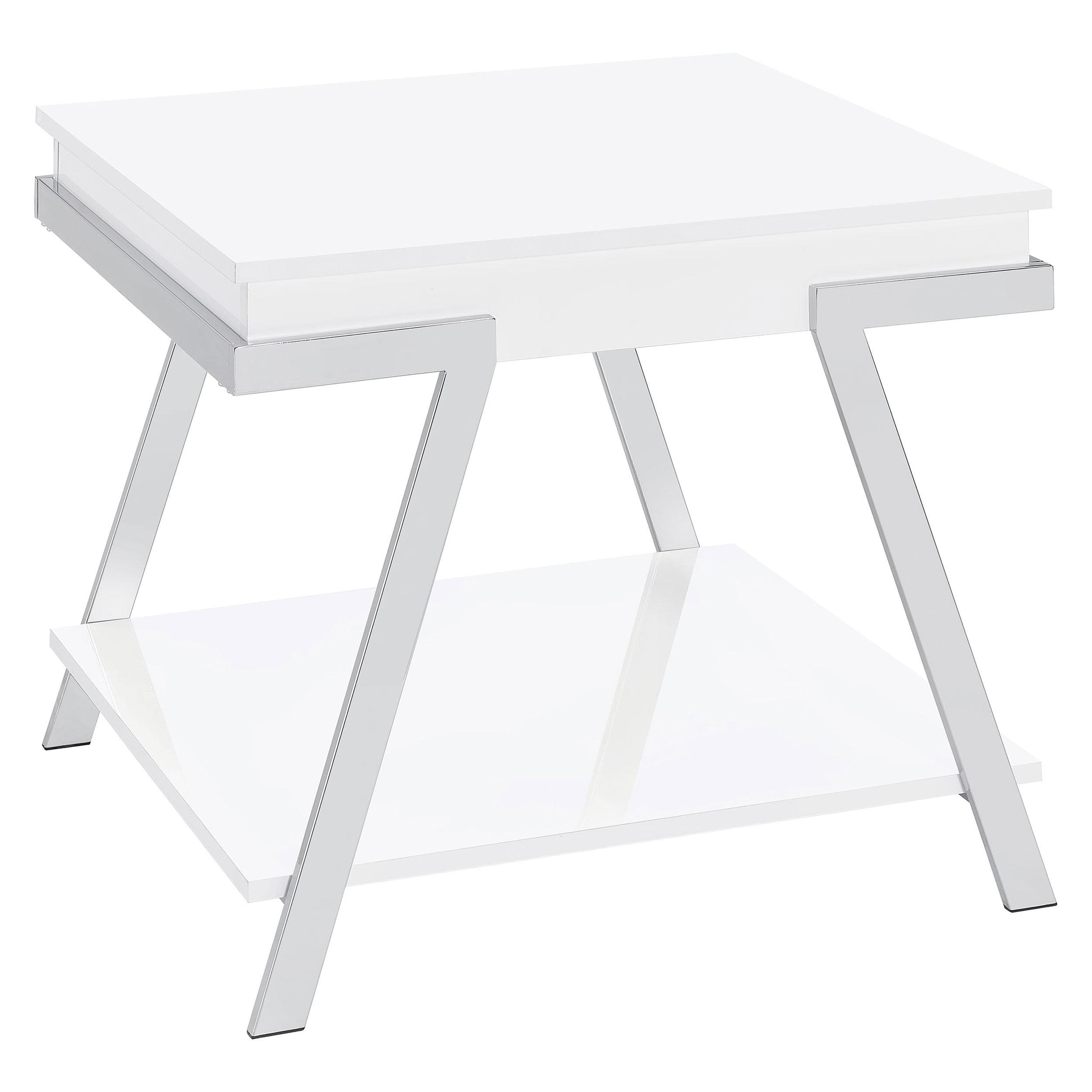 Coaster Furniture Marcia 708157 Rectangular Side End Table - White High Gloss IMAGE 1