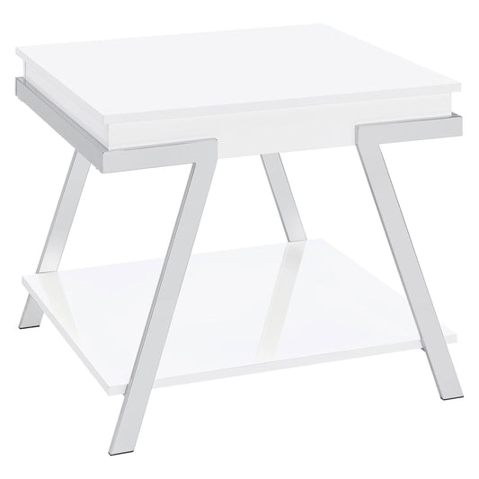Coaster Furniture Marcia 708157 Rectangular Side End Table - White High Gloss IMAGE 1