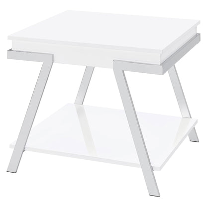 Coaster Furniture Marcia 708157 Rectangular Side End Table - White High Gloss IMAGE 4