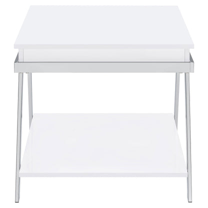 Coaster Furniture Marcia 708157 Rectangular Side End Table - White High Gloss IMAGE 5