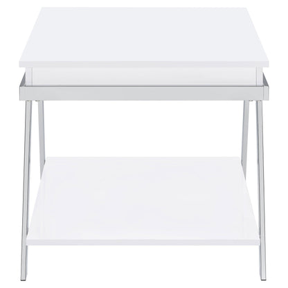 Coaster Furniture Marcia 708157 Rectangular Side End Table - White High Gloss IMAGE 7
