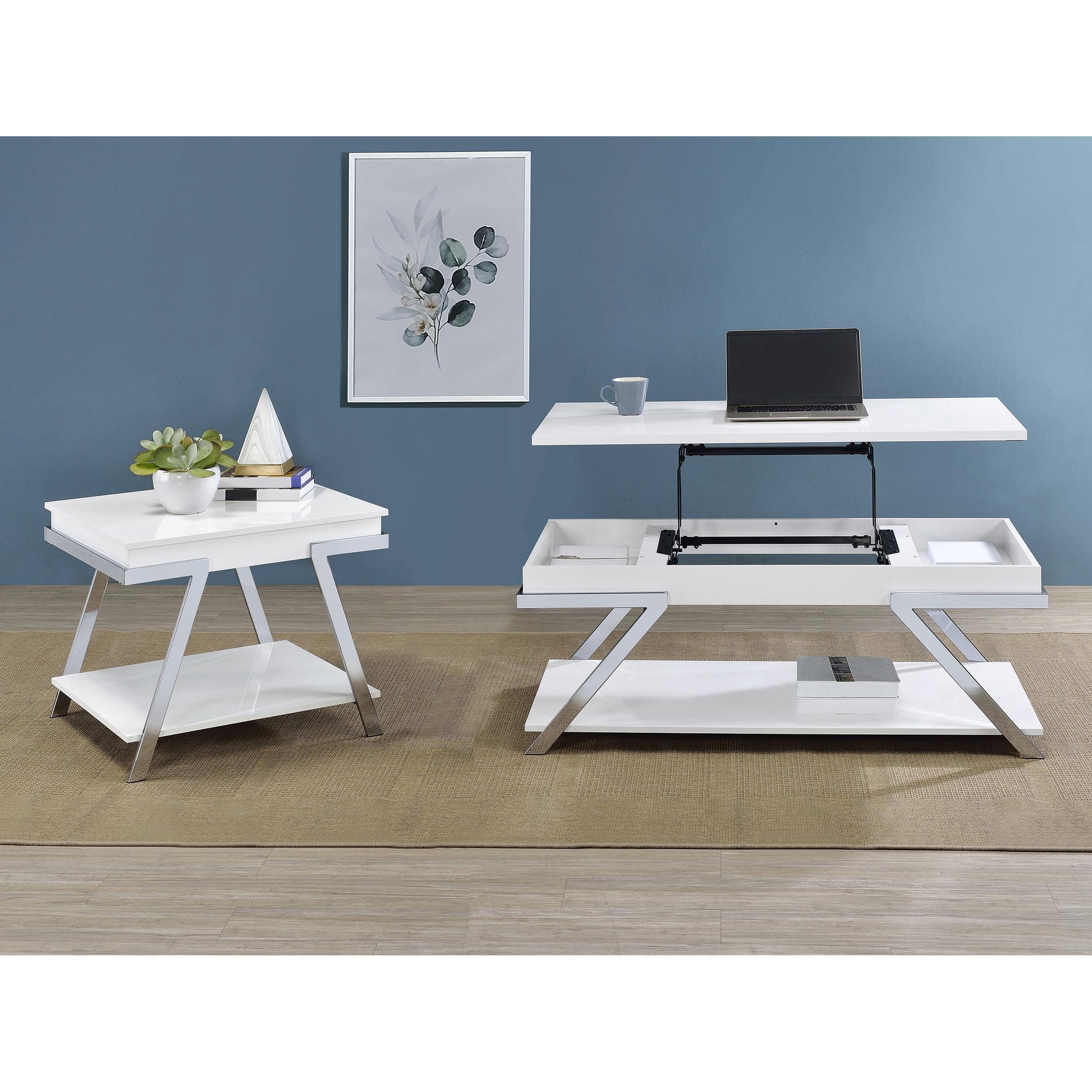 Coaster Furniture Marcia 708158 Rectangular Lift Top Coffee Table - White High Gloss IMAGE 12