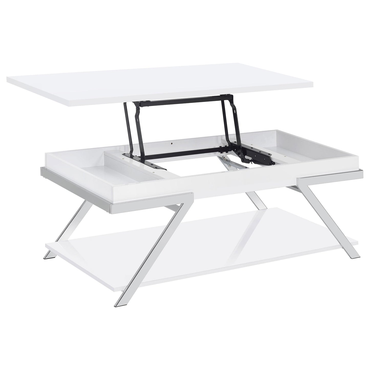 Coaster Furniture Marcia 708158 Rectangular Lift Top Coffee Table - White High Gloss IMAGE 4