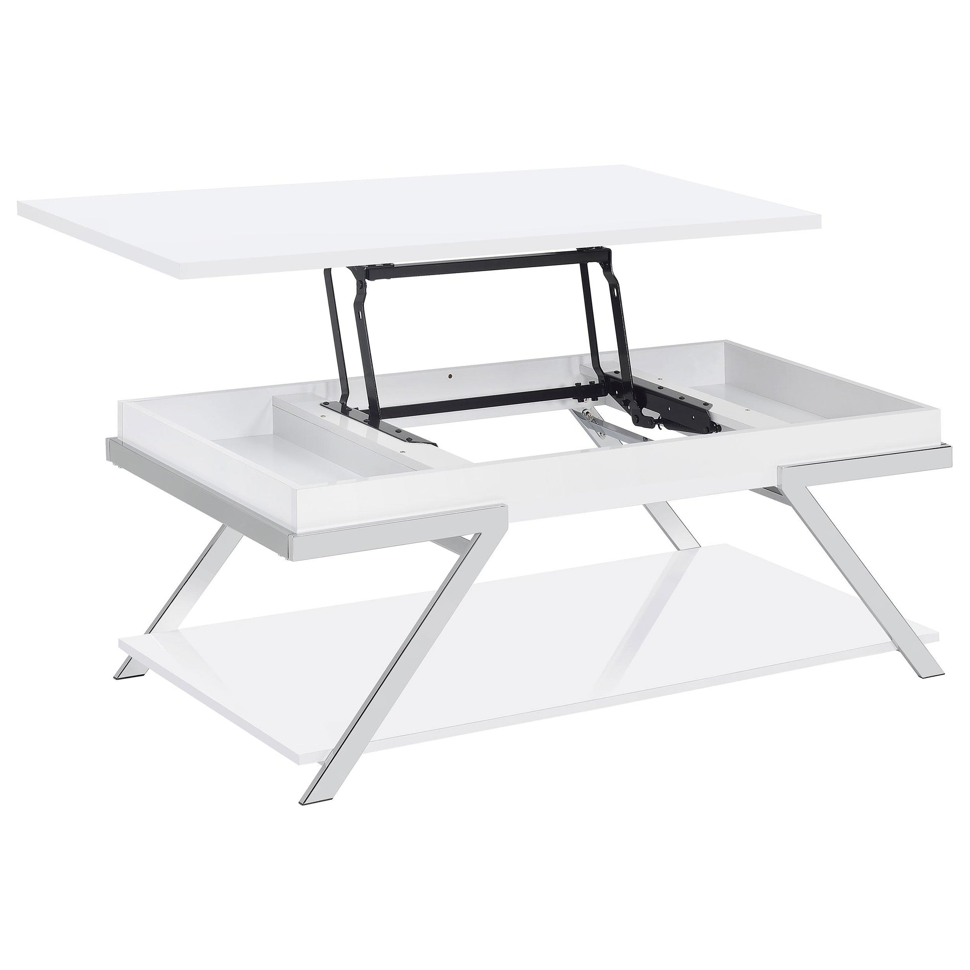 Coaster Furniture Marcia 708158 Rectangular Lift Top Coffee Table - White High Gloss IMAGE 4