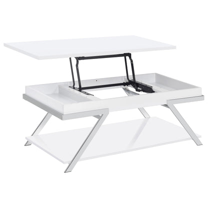 Coaster Furniture Marcia 708158 Rectangular Lift Top Coffee Table - White High Gloss IMAGE 4
