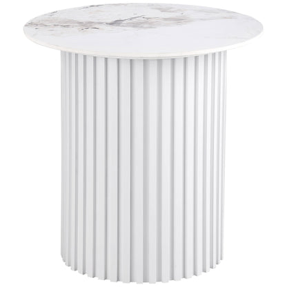  Coaster Furniture Rowena 708337 Round Sintered Stone End Table - White Faux Marble IMAGE 1