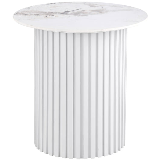  Coaster Furniture Rowena 708337 Round Sintered Stone End Table - White Faux Marble IMAGE 1