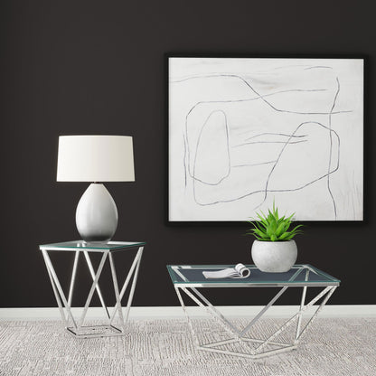 Coaster Furniture Brittania 709737 Square Glass Top Geometric End Table - Nickel IMAGE 7