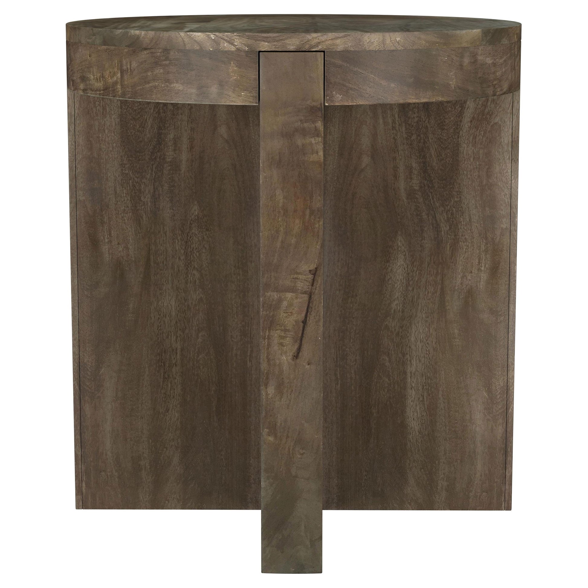  Coaster Furniture Kinkaid 710137 Round Solid Mango Wood End Table - Brown IMAGE 1