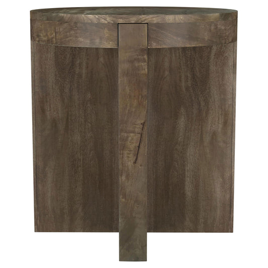  Coaster Furniture Kinkaid 710137 Round Solid Mango Wood End Table - Brown IMAGE 1