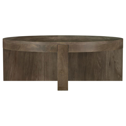 Coaster Furniture Kinkaid 710138 Round Solid Mango Wood Coffee Table - Brown IMAGE 1