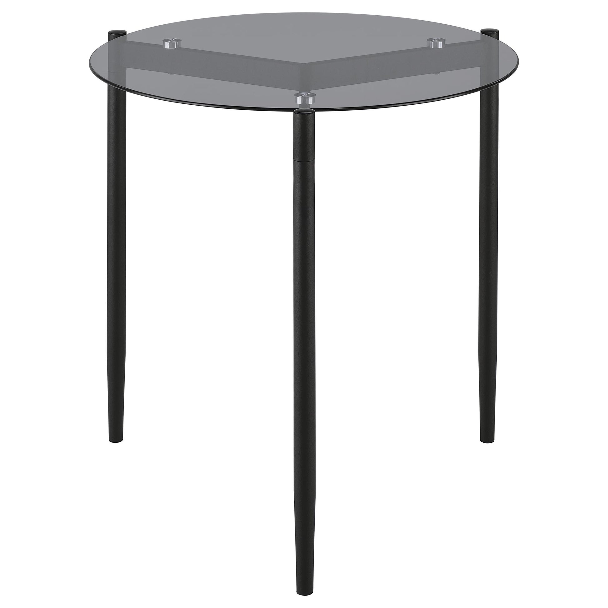  Coaster Furniture Rosalie 710167 Round Smoked Glass Top End Table - Grey IMAGE 5