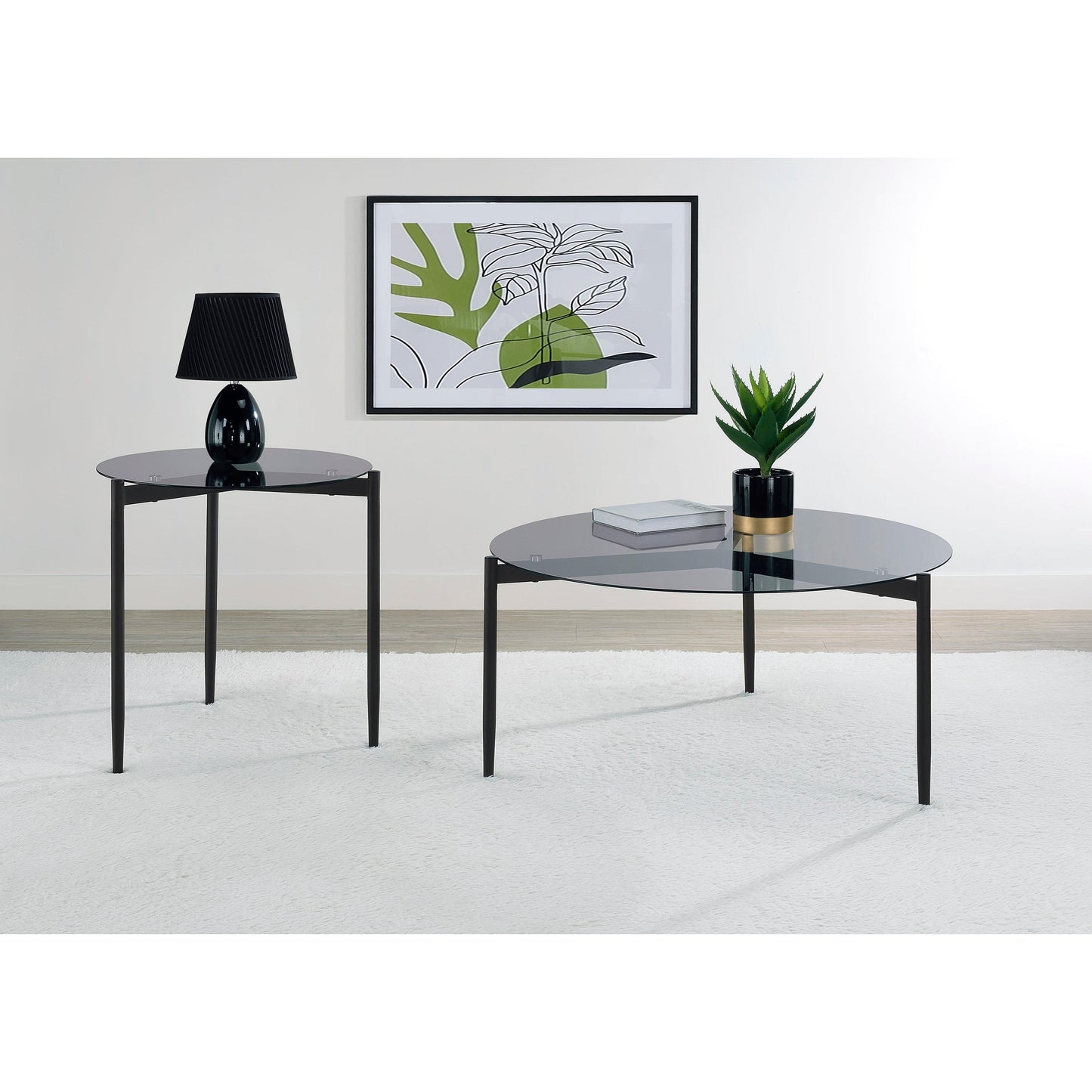  Coaster Furniture Rosalie 710167 Round Smoked Glass Top End Table - Grey IMAGE 6