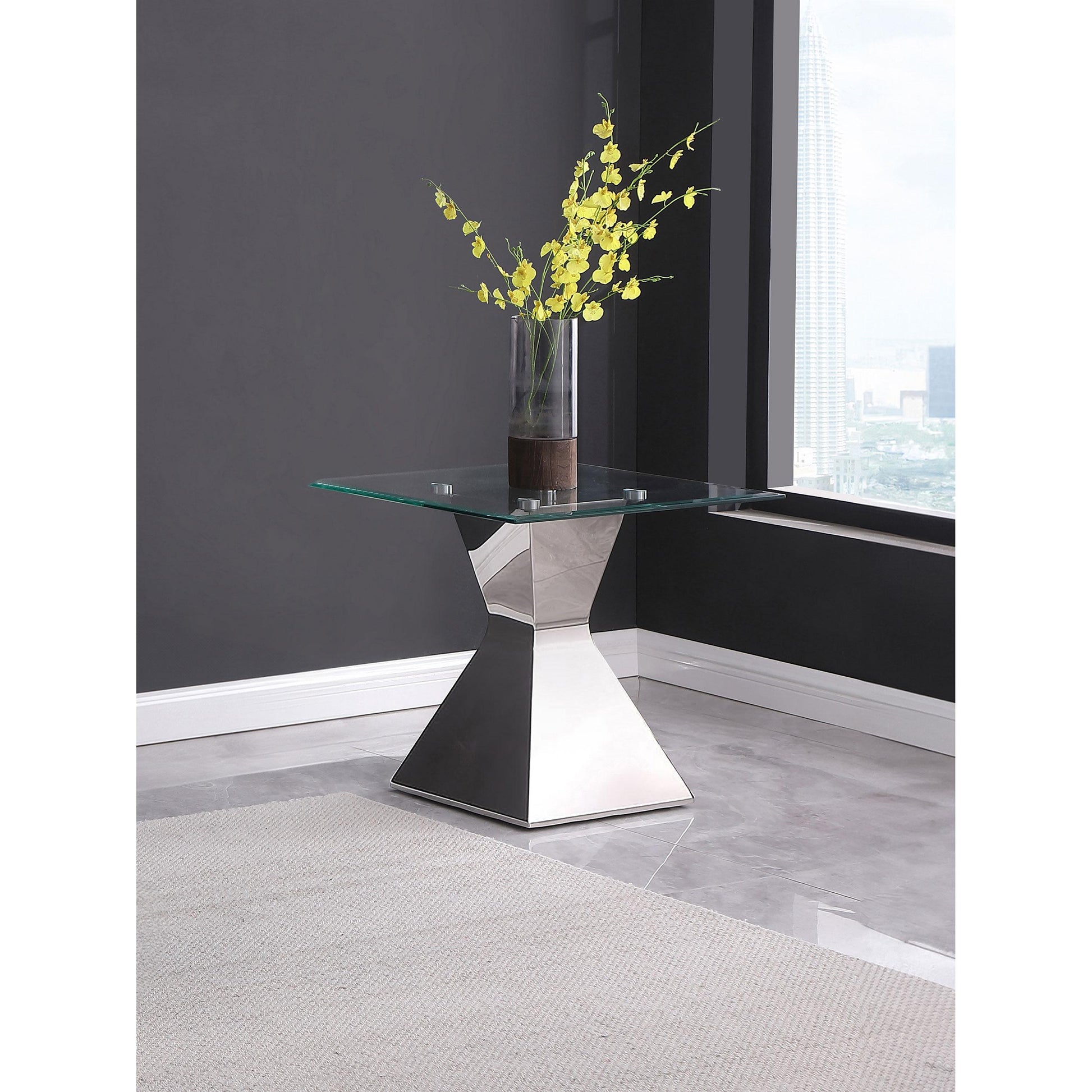 Coaster Furniture Jenny 710207 Glass Top Stainless Steel Side End Table - Chrome IMAGE 2