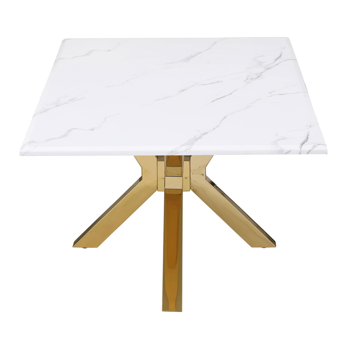 Coaster Furniture Visalia 710218 Faux Marble Top Stainless Steel Coffee Table - Gold IMAGE 5