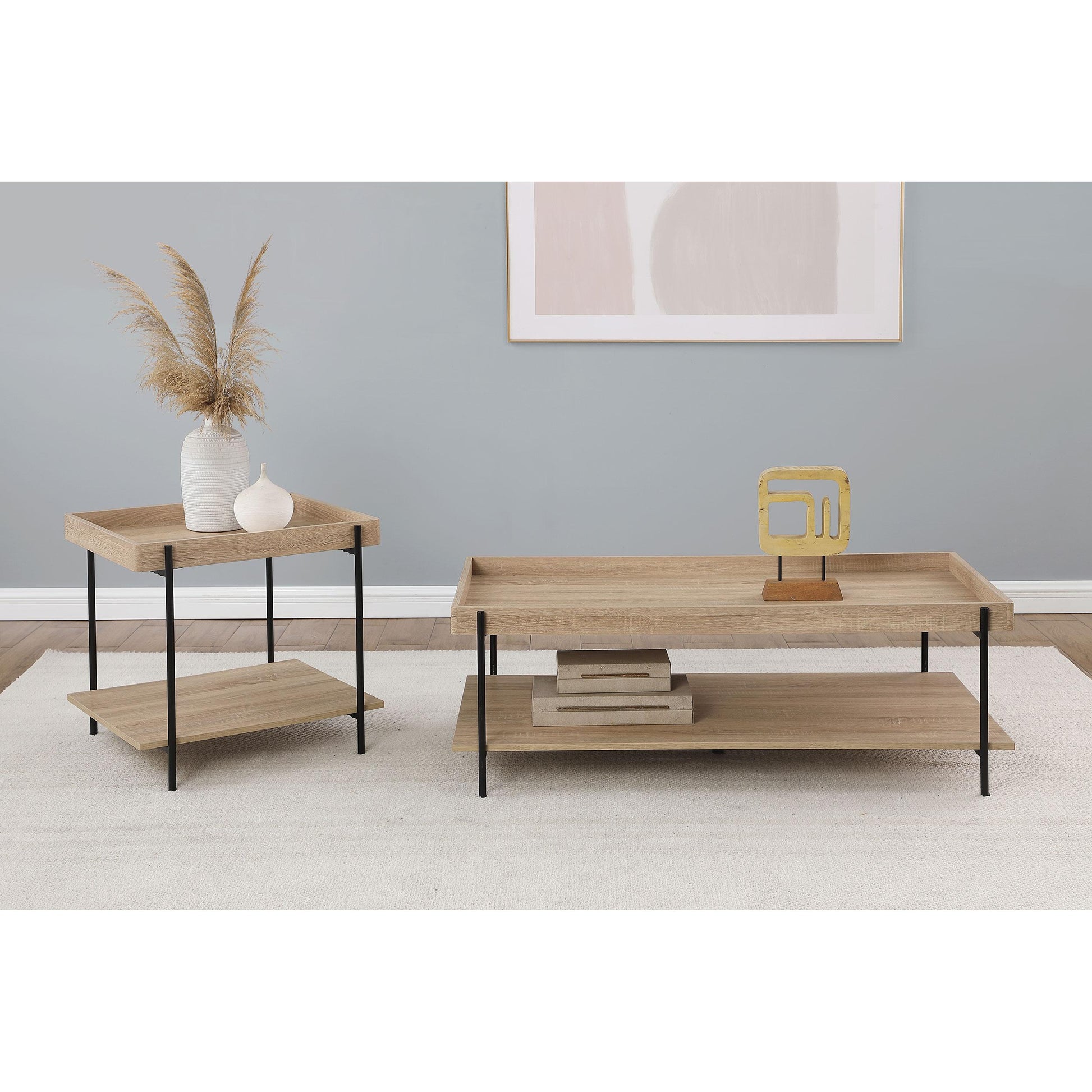 Coaster Furniture Fallon 710308 Rectangular Engineered Wood Coffee Table - Light Brown IMAGE 6