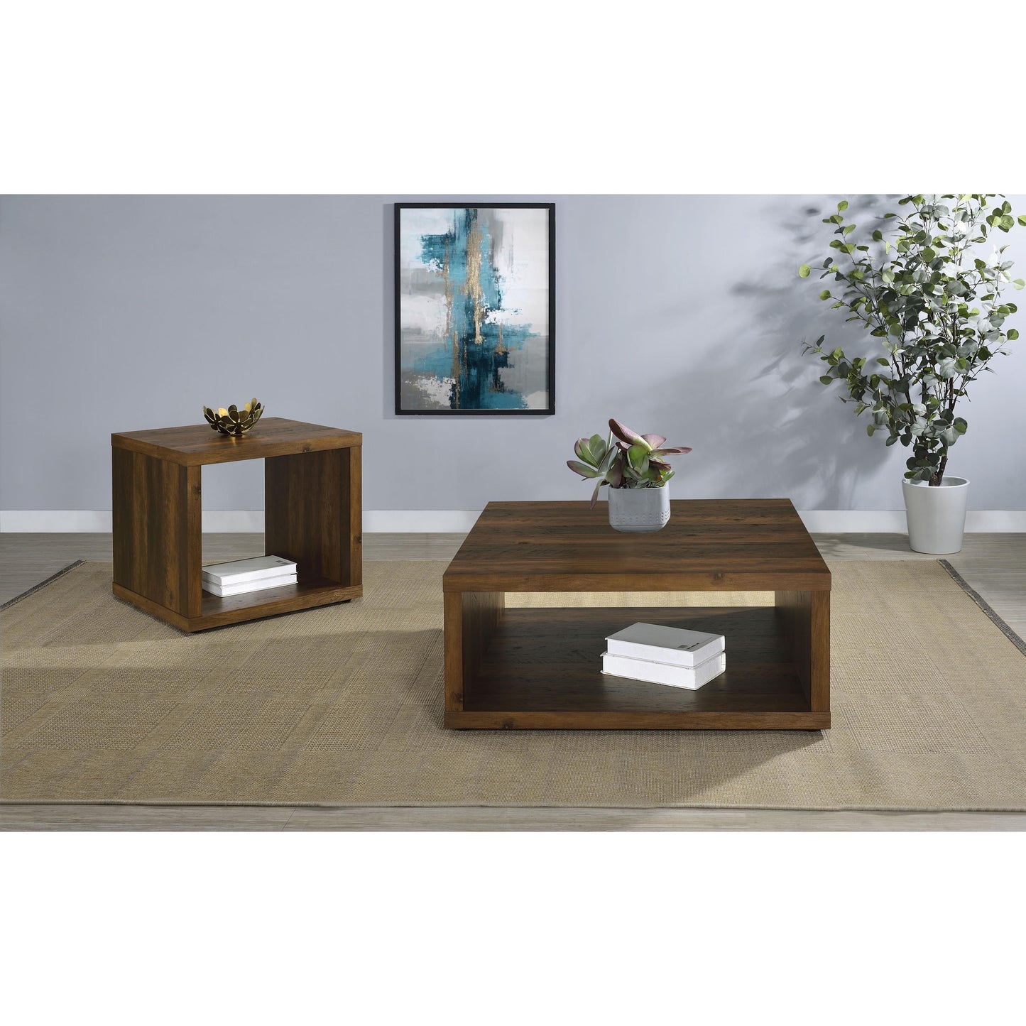  Coaster Furniture Frisco 710507 Square Engineered Wood Side End Table - Dark Pine IMAGE 7