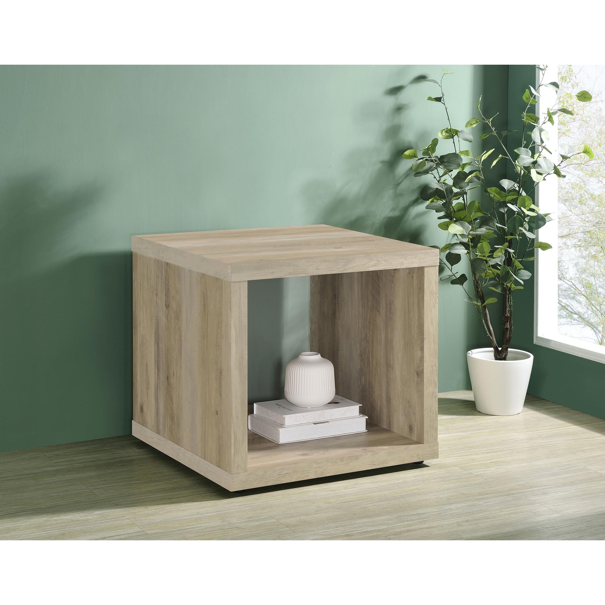 Coaster Furniture Frisco 710517 Square Engineered Wood Side End Table - Distressed Pine IMAGE 2