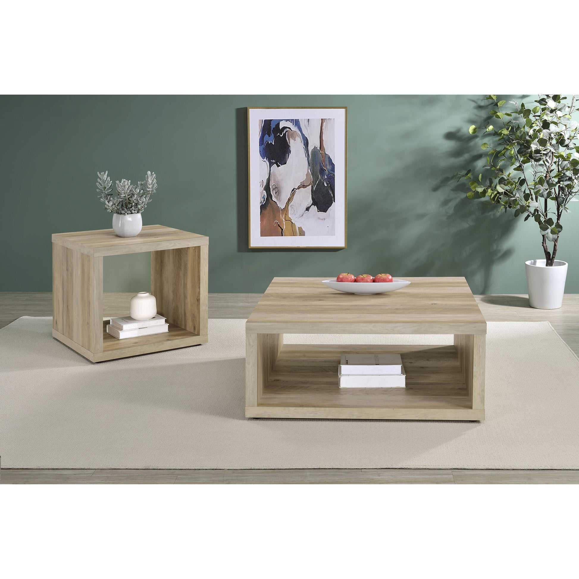 Coaster Furniture Frisco 710517 Square Engineered Wood Side End Table - Distressed Pine IMAGE 7