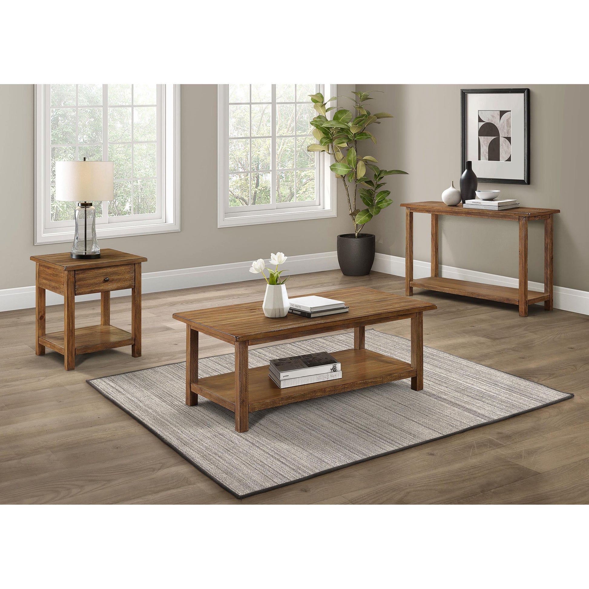 Coaster Furniture Payne 710547 1-Drawer Wood End Table with Shelf - Distressed Brown IMAGE 7