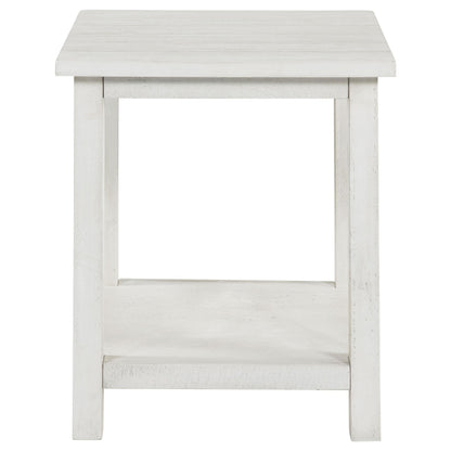 Coaster Furniture Payne 710556 Wood End Table with Shelf - Distressed White IMAGE 2