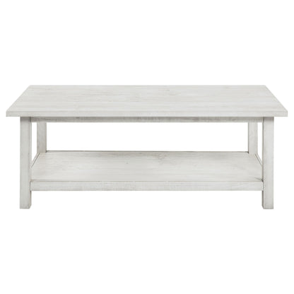 Coaster Furniture Payne 710558 Wood Coffee Table with Shelf - Distressed White IMAGE 2