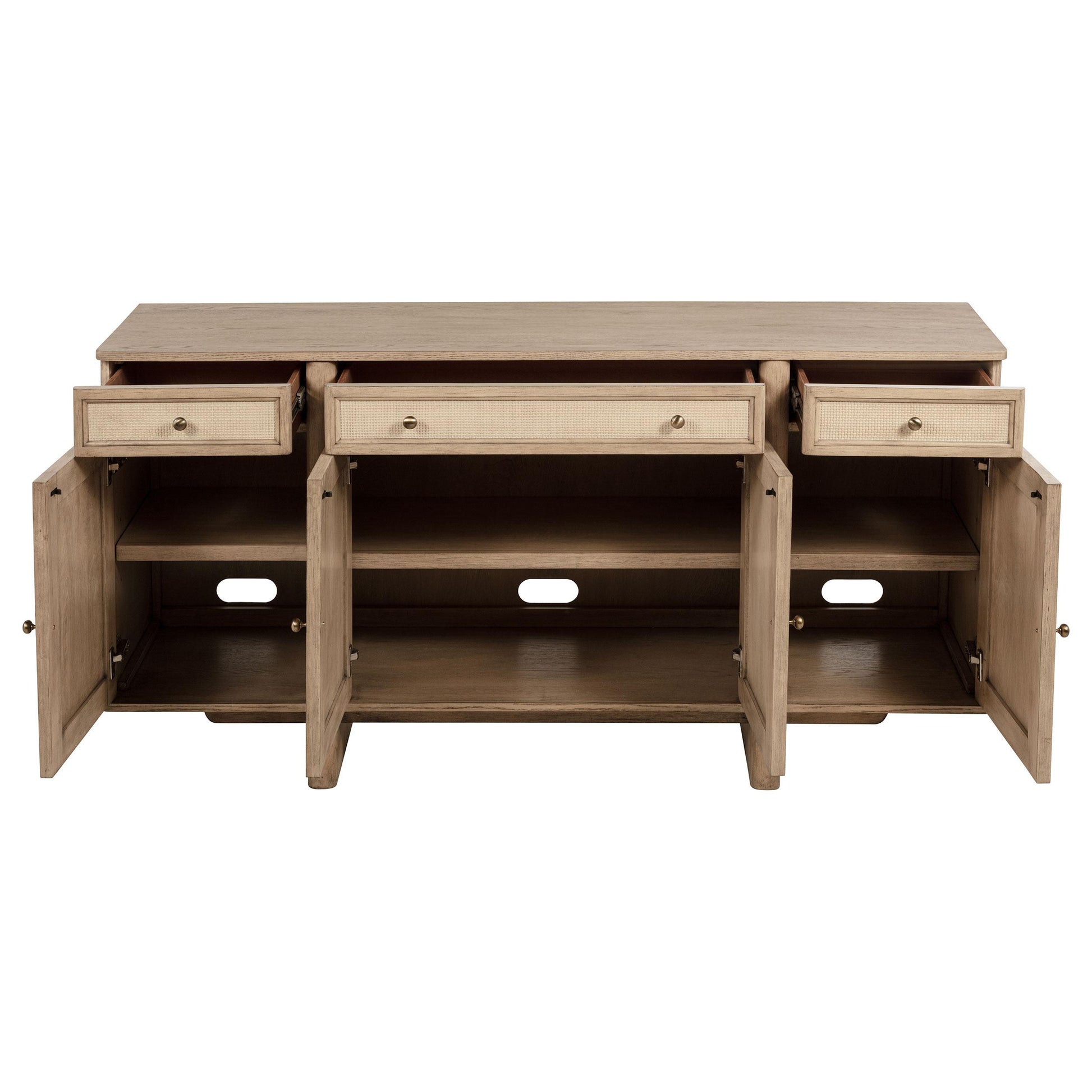  Coaster Furniture Kailani 109385 4-Door Cane Sideboard Buffet Cabinet - Beige Oak IMAGE 4