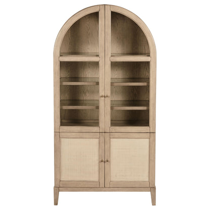  Coaster Furniture Kailani 109386 4-Door Cane Dining Vitrine Display Cabinet - Beige Oak IMAGE 3