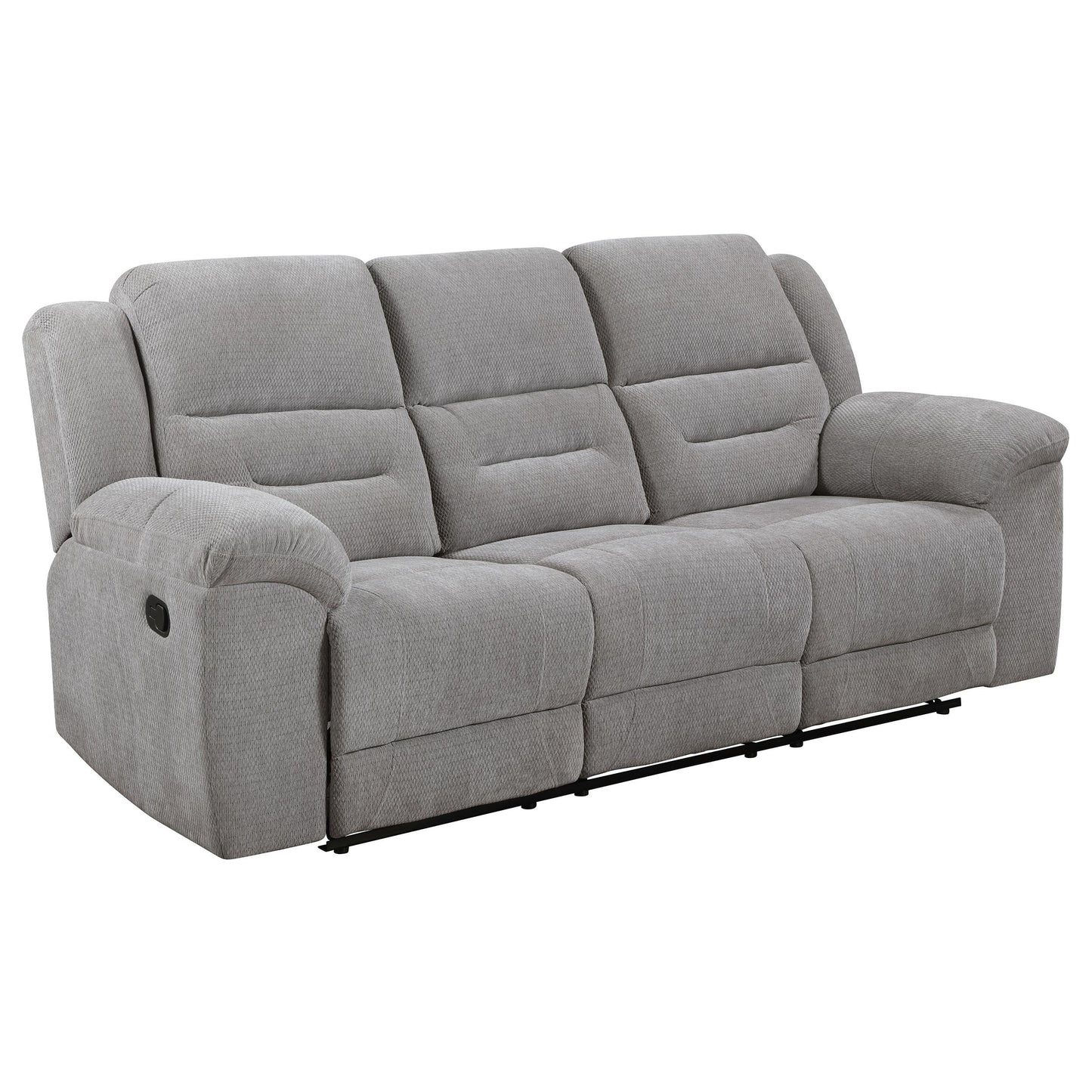  Coaster Furniture Gilson 602551 Chenille Upholstered Reclining Sofa - Grey IMAGE 4