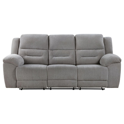  Coaster Furniture Gilson 602551 Chenille Upholstered Reclining Sofa - Grey IMAGE 5