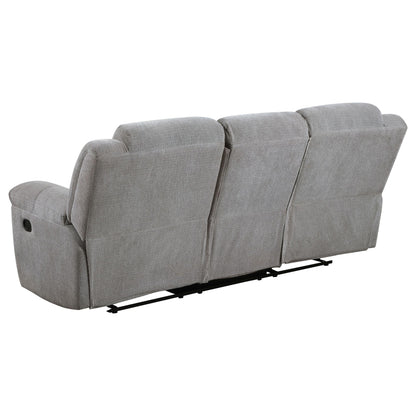  Coaster Furniture Gilson 602551 Chenille Upholstered Reclining Sofa - Grey IMAGE 6