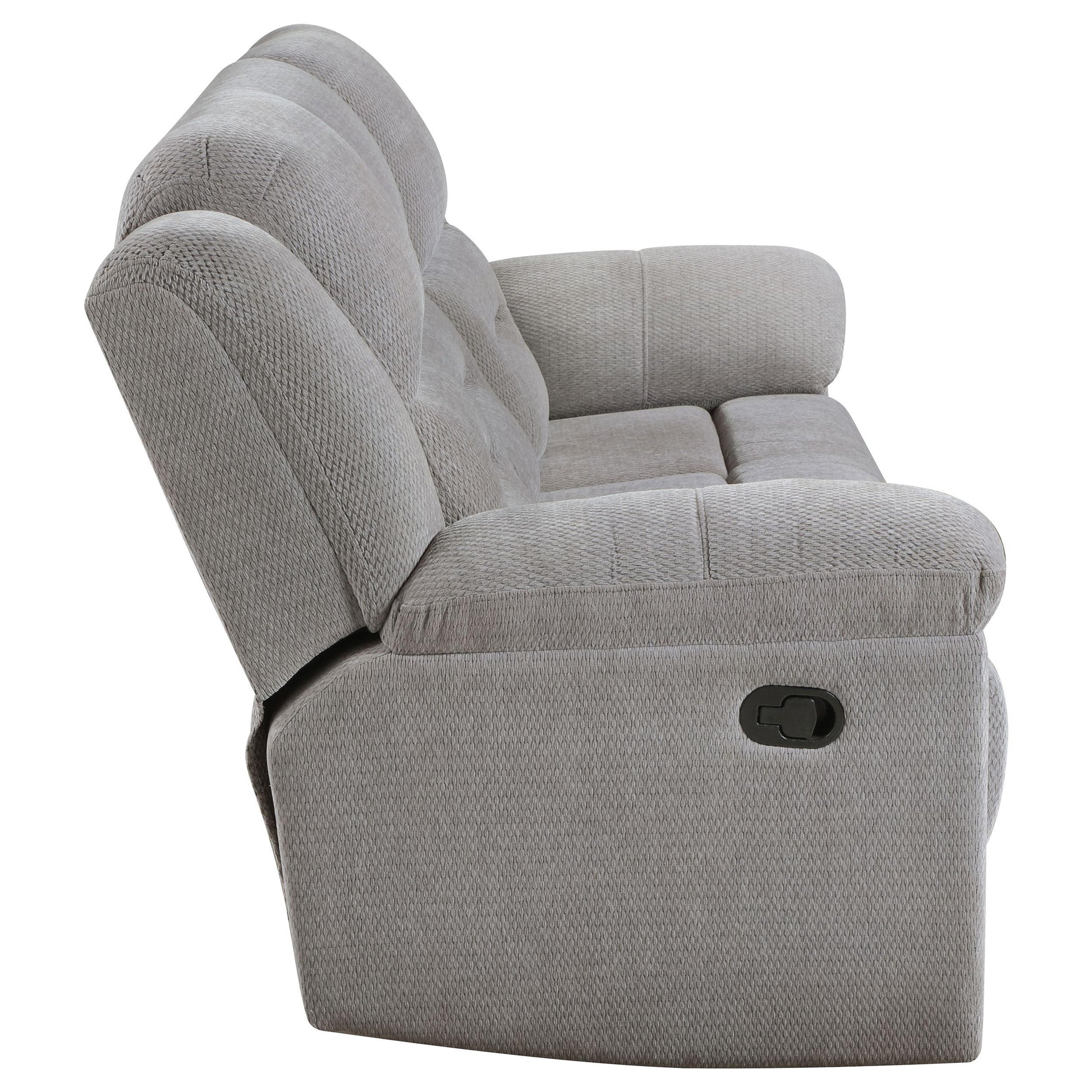  Coaster Furniture Gilson 602551 Chenille Upholstered Reclining Sofa - Grey IMAGE 7
