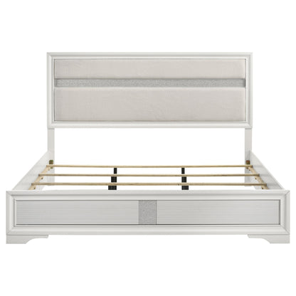 Coaster Furniture Miranda 205110KE 54-inch Upholstered Eastern King Panel Bed - White IMAGE 4