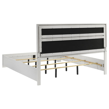 Coaster Furniture Miranda 205110KE 54-inch Upholstered Eastern King Panel Bed - White IMAGE 5