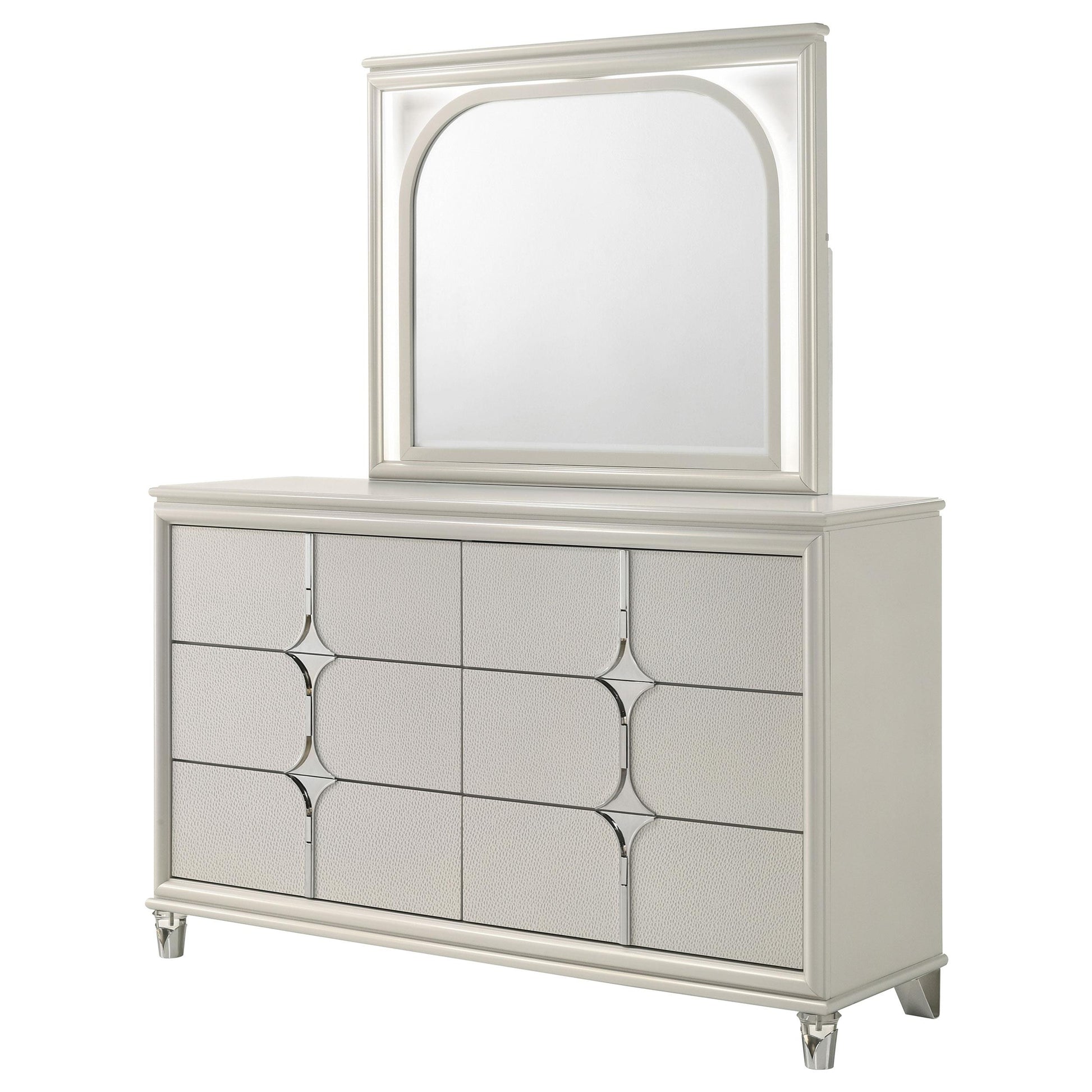 Coaster Furniture Olivia 224953M 6-Drawer Dresser and LED Mirror - Pearl White IMAGE 3
