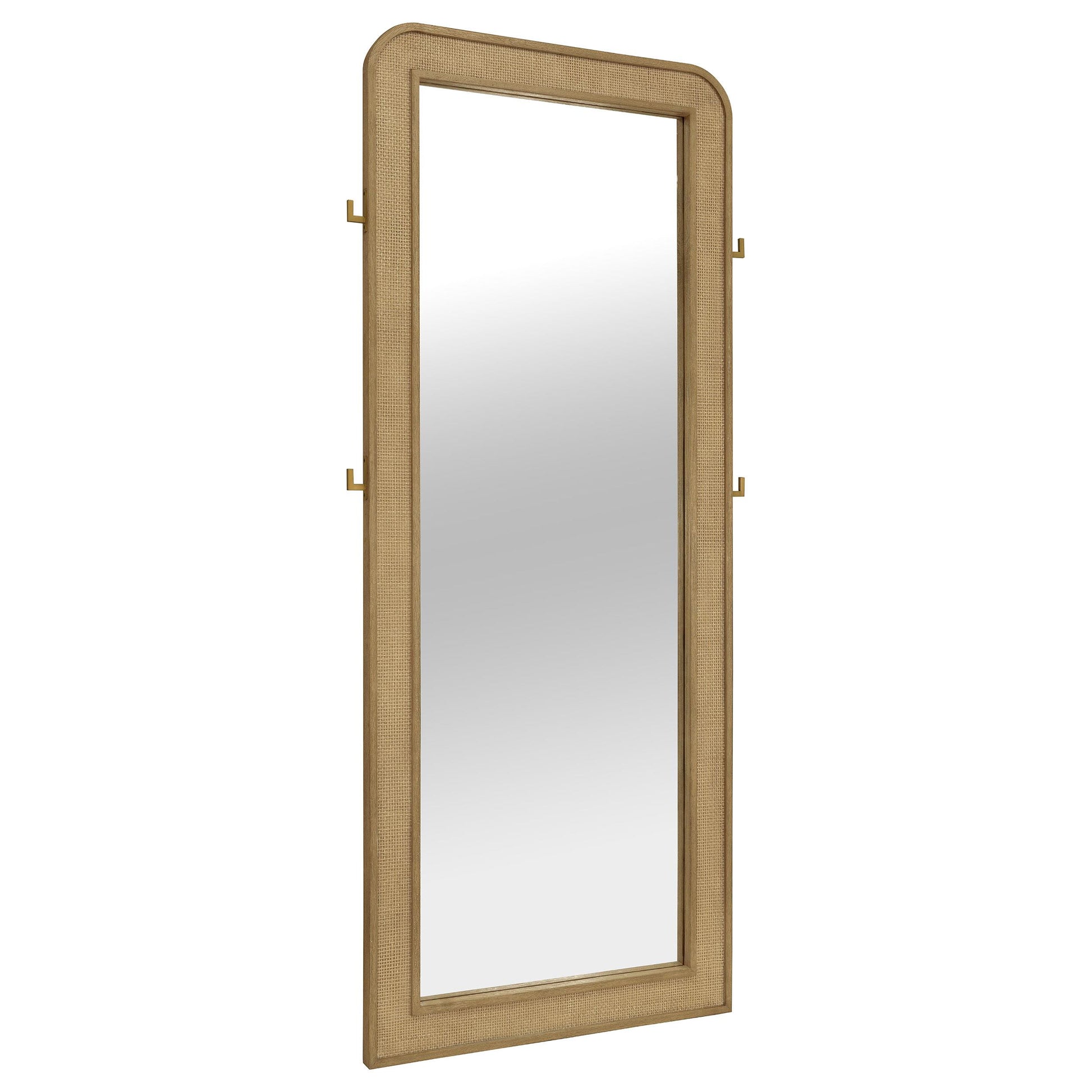 Coaster Furniture Arini 224309 Cane Weave Full Length Standing Floor Mirror - Sand Wash IMAGE 1