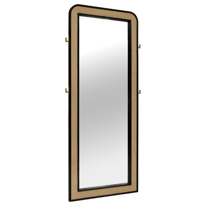 Coaster Furniture Arini 224339 Cane Weave Full Length Standing Floor Mirror - Black IMAGE 1