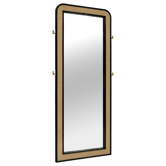 Coaster Furniture Arini 224339 Cane Weave Full Length Standing Floor Mirror - Black IMAGE 1