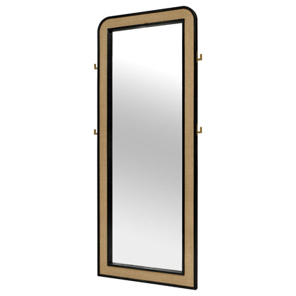 Coaster Furniture Arini 224339 Cane Weave Full Length Standing Floor Mirror - Black IMAGE 3