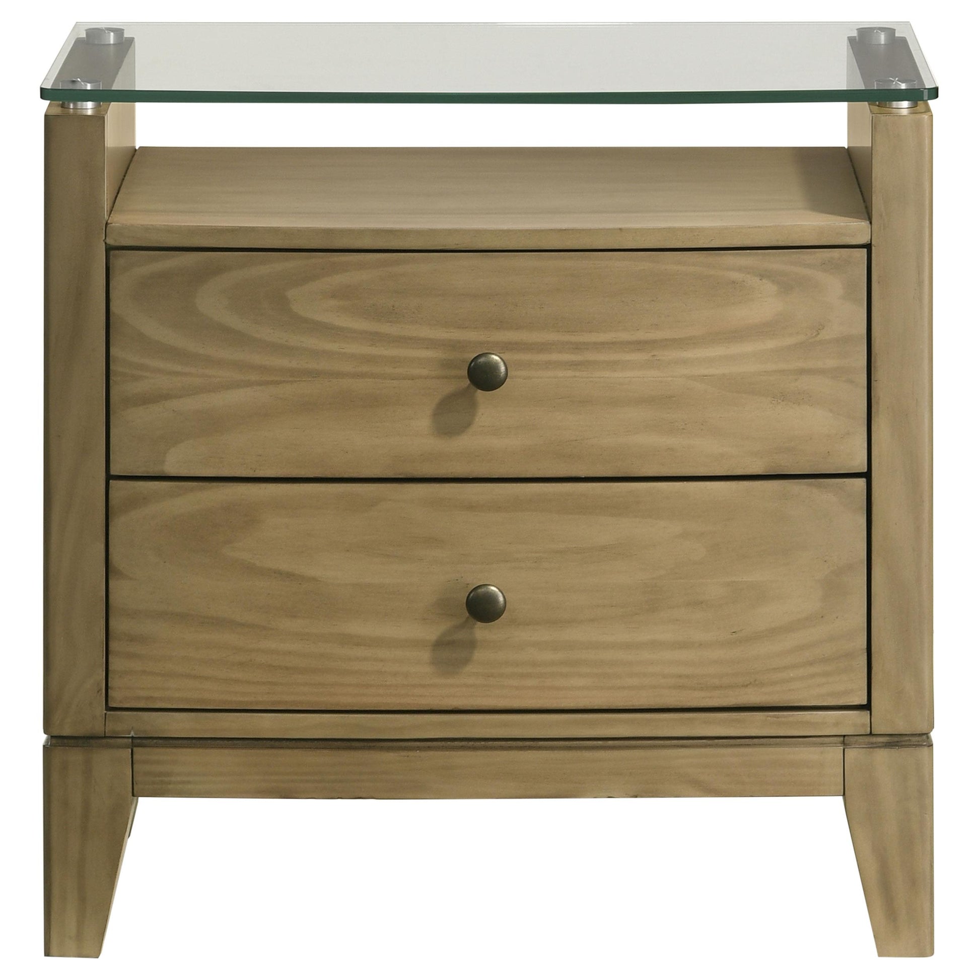 Coaster Furniture Granada 224922 2-Drawer Glass Top Nightstand - Natural Pine IMAGE 2