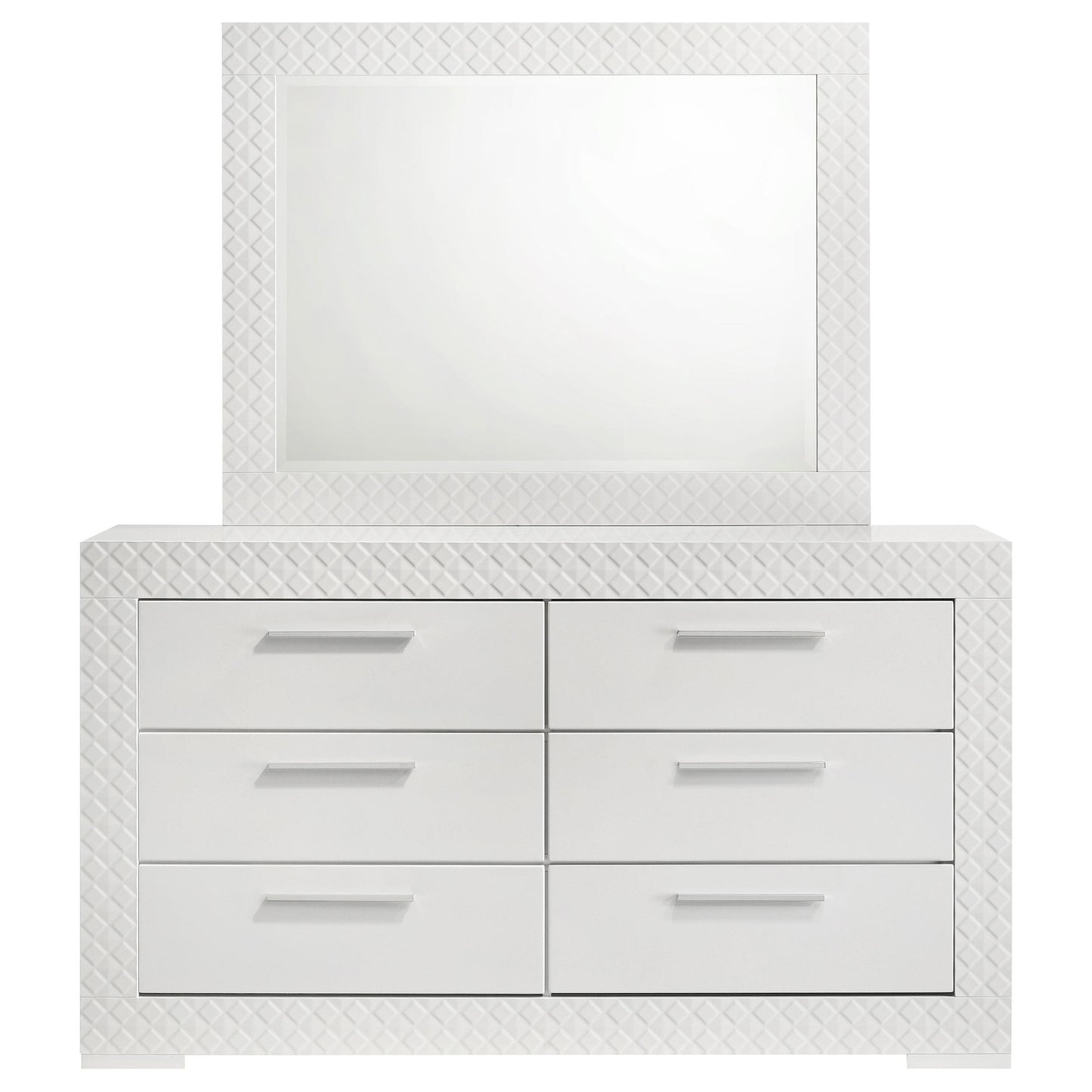 Coaster Furniture Ives 224943M 6-Drawer Dresser and Mirror - White High Gloss IMAGE 2