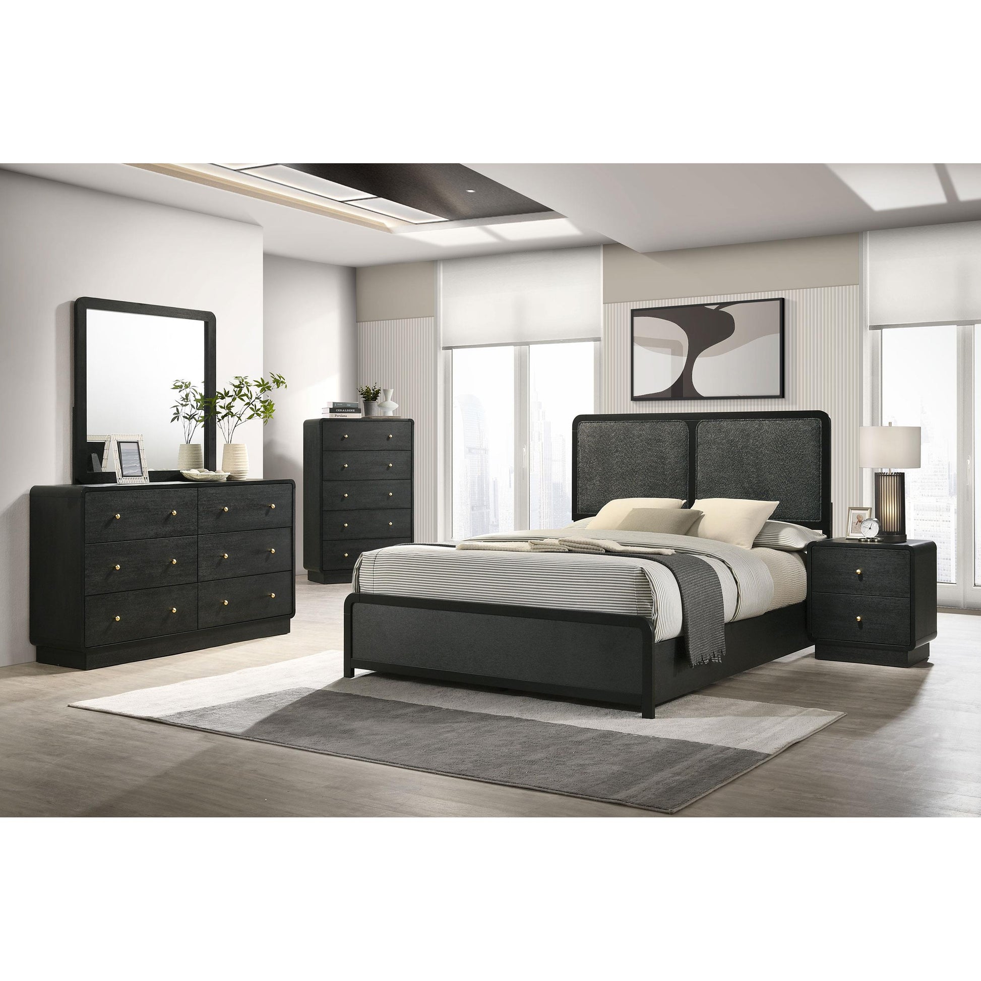  Coaster Furniture Cavelle 223661Q 51-inch Upholstered Queen Bed - Black IMAGE 5
