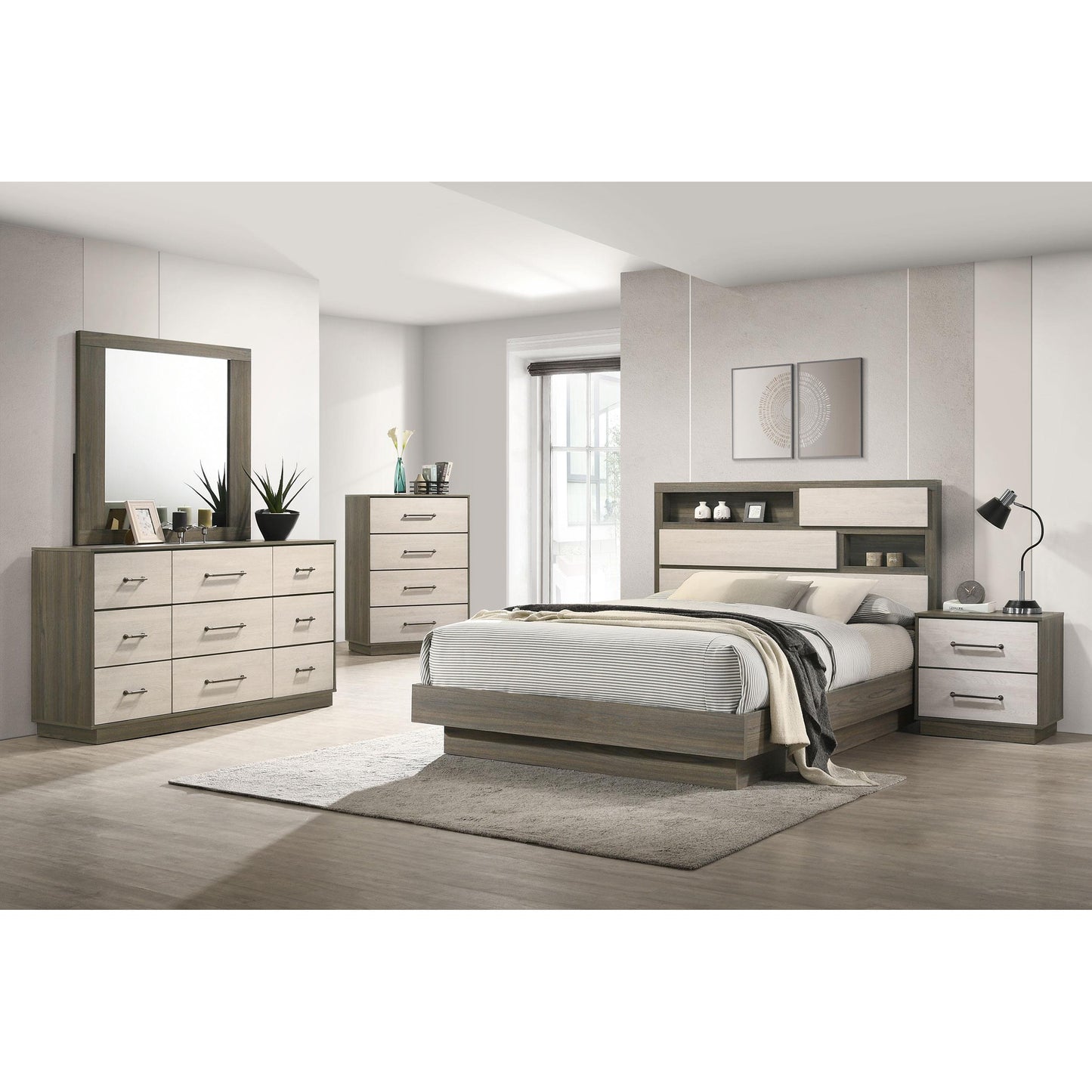  Coaster Furniture Fenwick 224984 Dresser Mirror - Grey Oak IMAGE 4