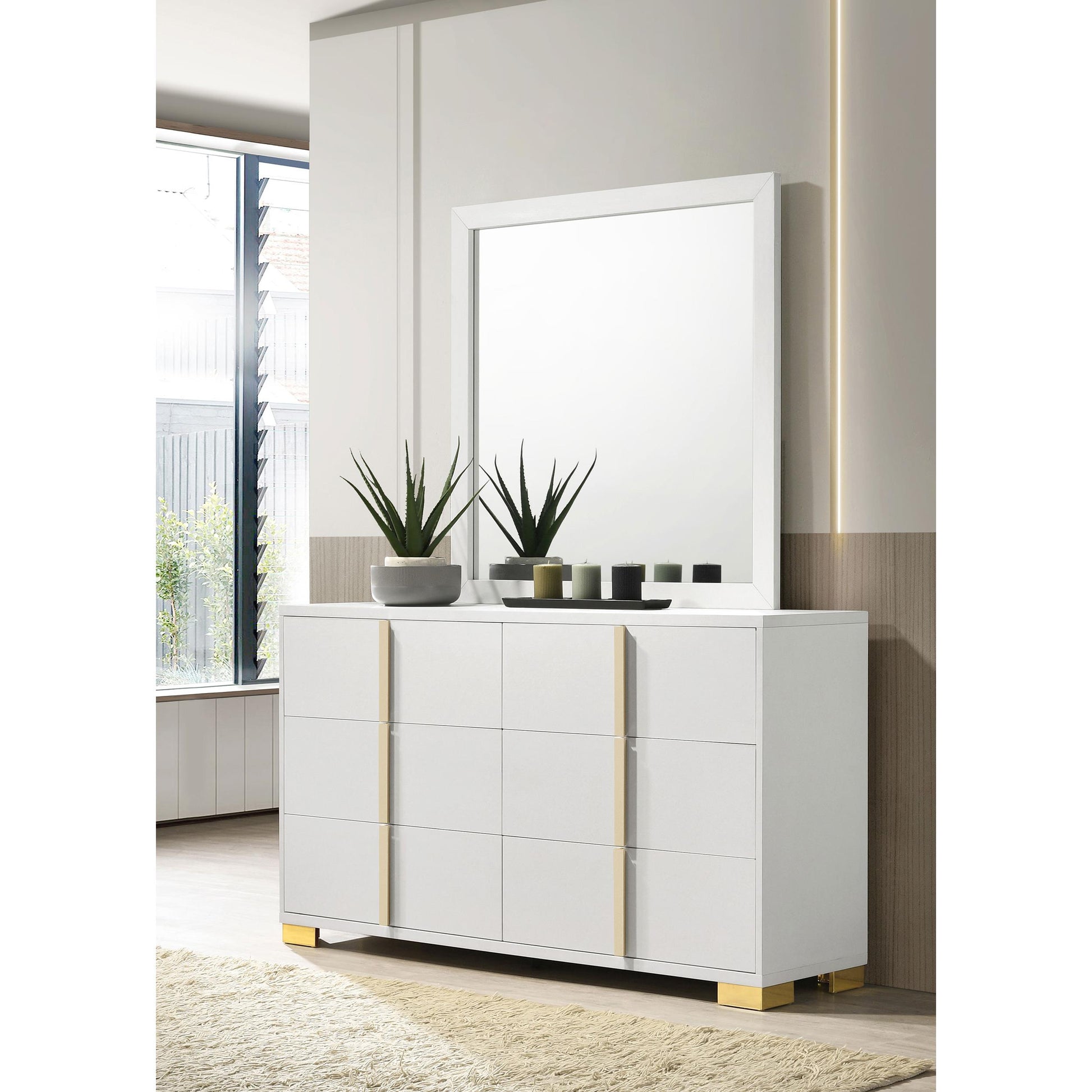  Coaster Furniture Marceline 222933M 6-Drawer Dresser with Mirror - White IMAGE 9