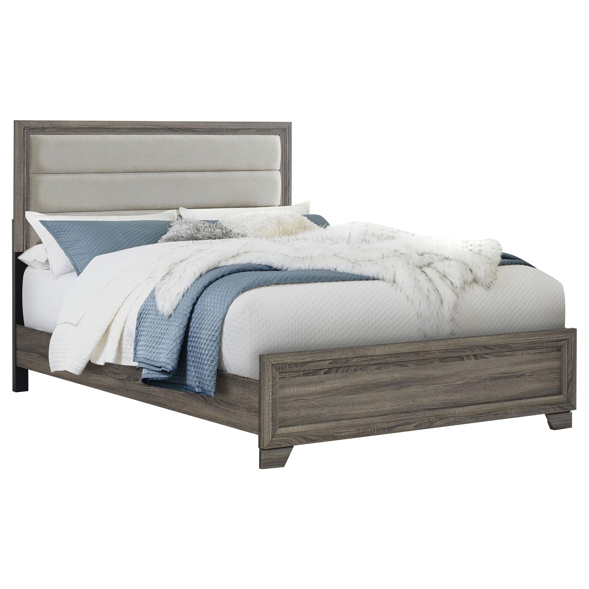  Coaster Furniture Wright 223341Q 52-inch Upholstered Queen Bed - Brown Oak IMAGE 2