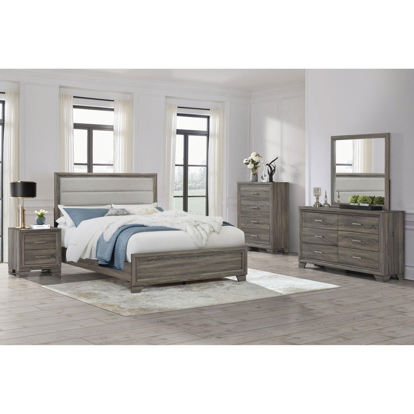  Coaster Furniture Wright 223341KE 52-inch Upholstered Eastern King Bed - Brown Oak IMAGE 5